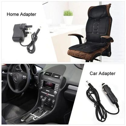 Heated Massage Seat Cushion with 8 Vibration Motors, Back and Neck Massager for Chair, Home and Car