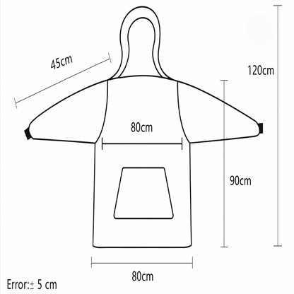 Fleece Hooded Blanket with Oversized Hood, Front Pocket and Machine Washable Fabric
