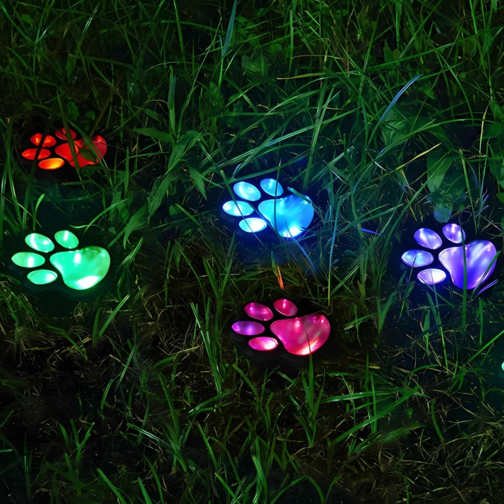 Paw Print Solar Path Lights