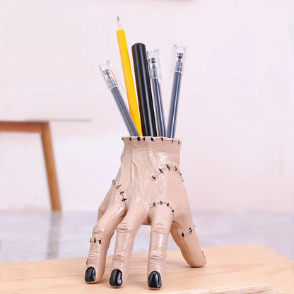 Gothic Stitched Hand Pen Holder, Resin Horror Hand Desk Organiser and Succulent Planter, Halloween