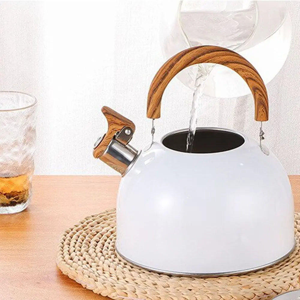 Stainless Steel Whistling Kettle with Heat-Resistant Handle, 3 Liter Stovetop Capacity