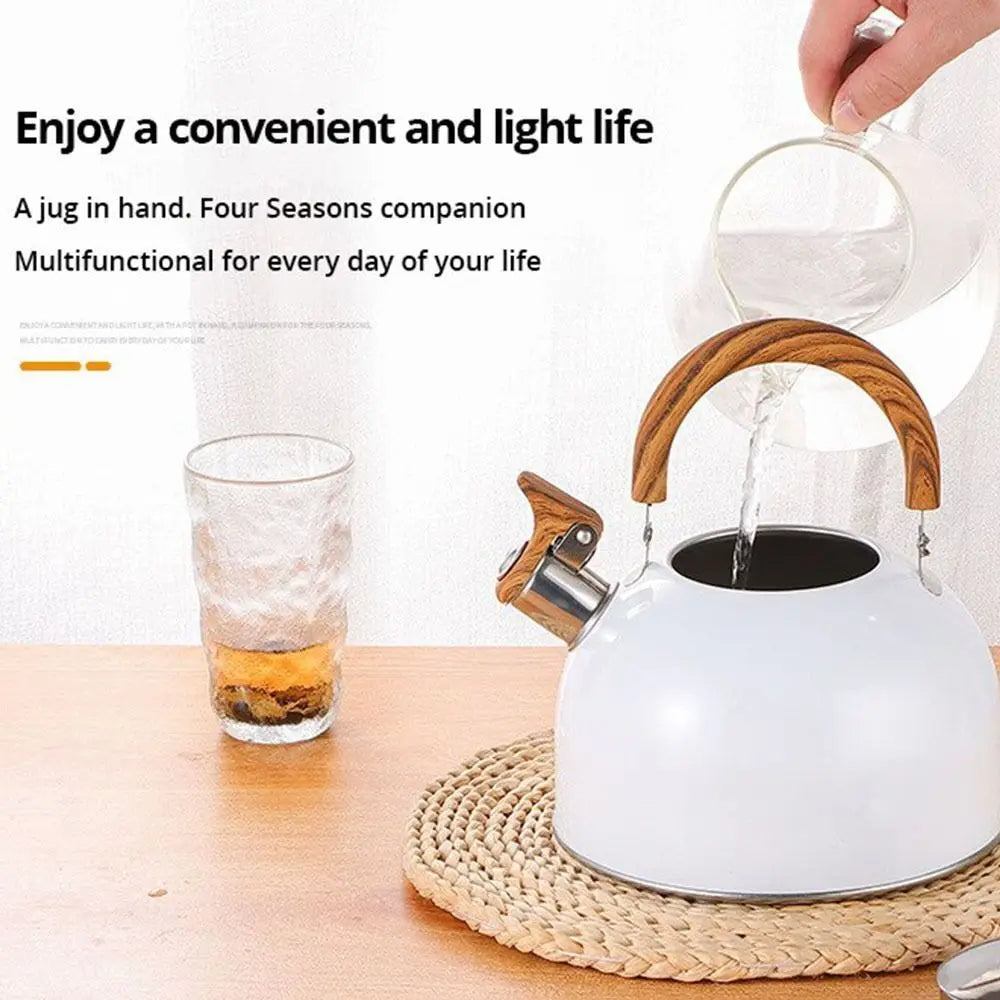 Stainless Steel Whistling Kettle with Heat-Resistant Handle, 3 Liter Stovetop Capacity