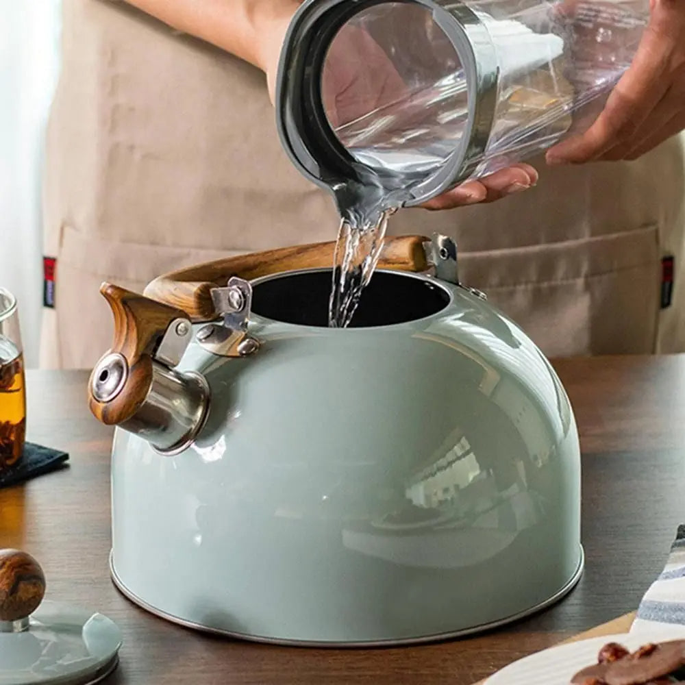 Stainless Steel Whistling Kettle with Heat-Resistant Handle, 3 Liter Stovetop Capacity