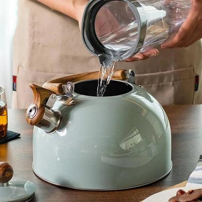 Stainless Steel Whistling Kettle with Heat-Resistant Handle, 3 Liter Stovetop Capacity
