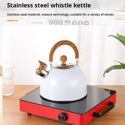 Stainless Steel Whistling Kettle with Heat-Resistant Handle, 3 Liter Stovetop Capacity