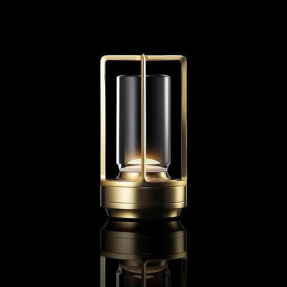 Rechargeable Cordless Table Lamp with an Outdoor Lantern Style and Adjustable Glow