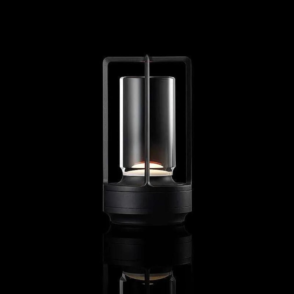 Rechargeable Cordless Table Lamp with an Outdoor Lantern Style and Adjustable Glow