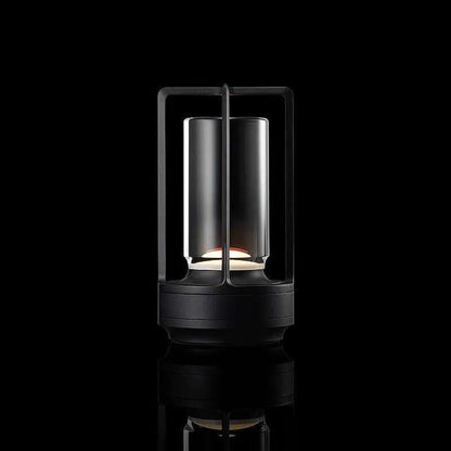 Rechargeable Cordless Table Lamp with an Outdoor Lantern Style and Adjustable Glow