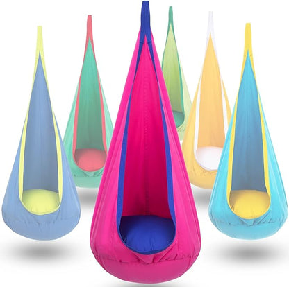 Kids' Cotton Canvas Hammock Swing - Outdoor Play & Relaxation Swing for Ages 6 and Up