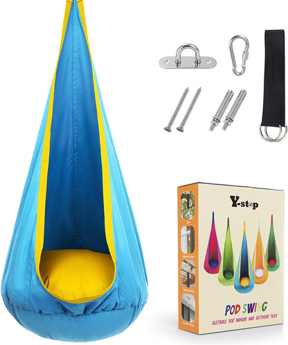 Kids' Cotton Canvas Hammock Swing - Outdoor Play & Relaxation Swing for Ages 6 and Up