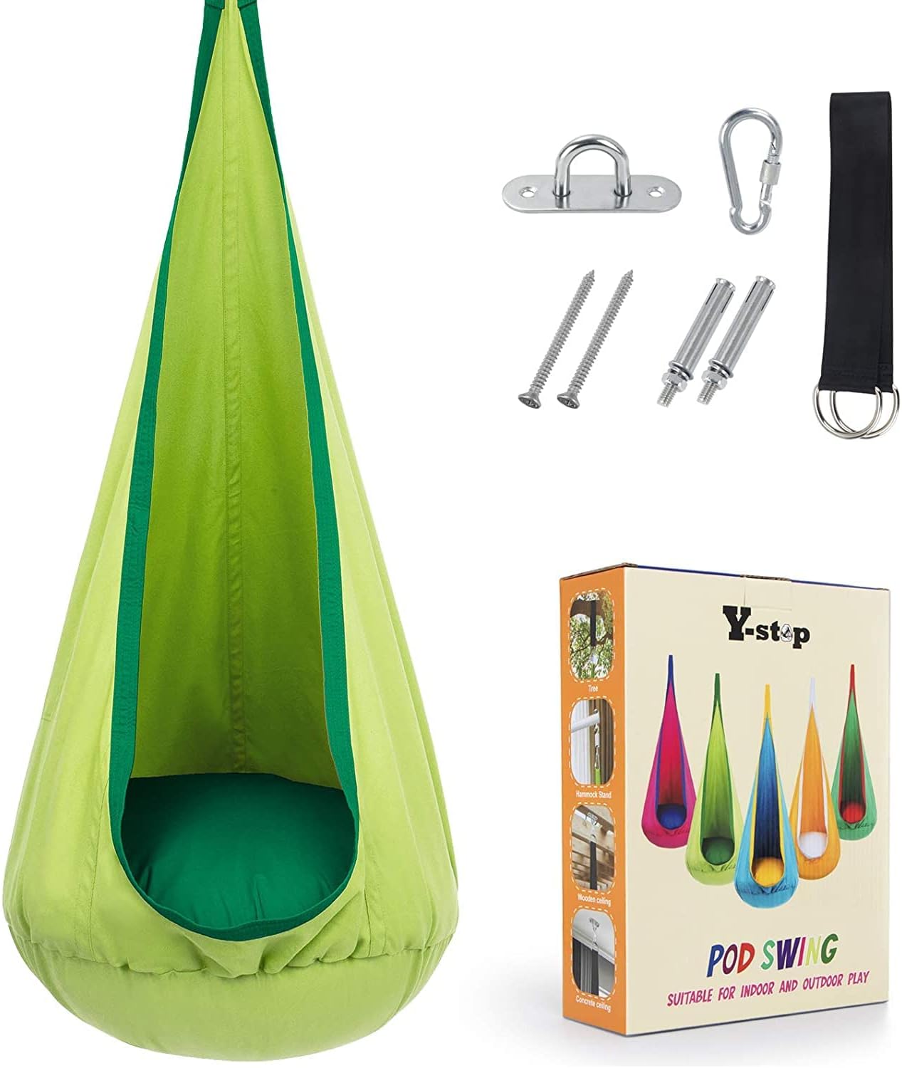 Kids' Cotton Canvas Hammock Swing - Outdoor Play & Relaxation Swing for Ages 6 and Up