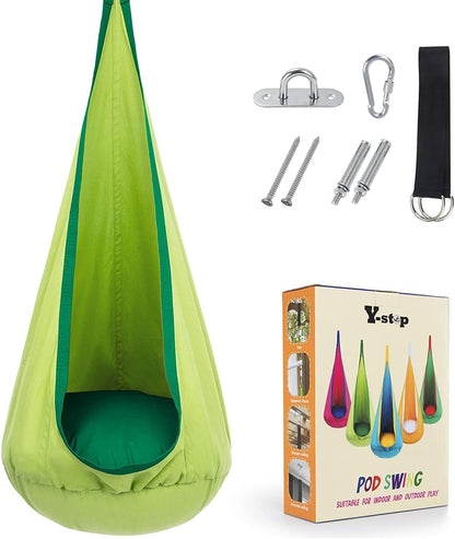 Kids' Cotton Canvas Hammock Swing - Outdoor Play & Relaxation Swing for Ages 6 and Up