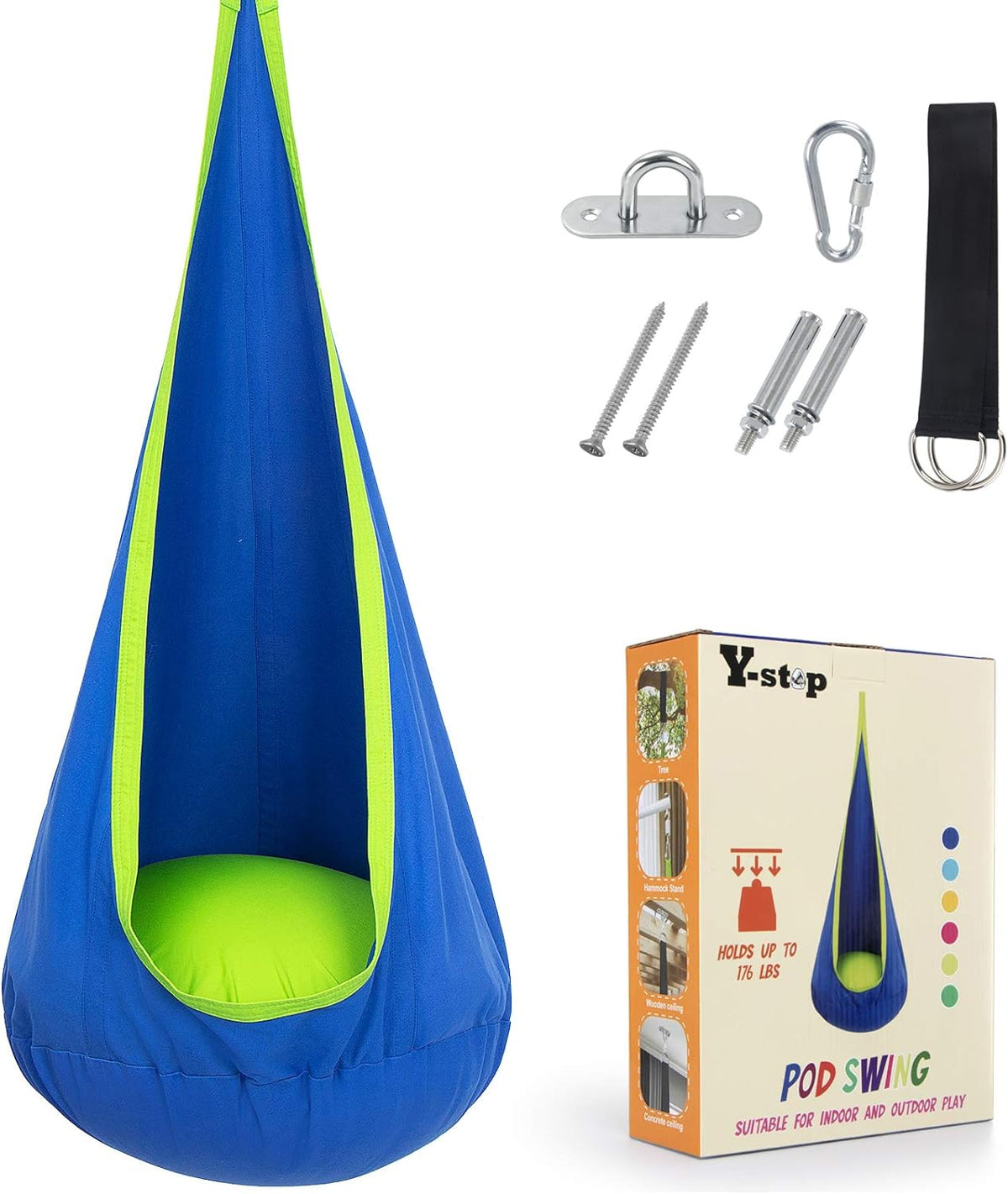 Kids' Cotton Canvas Hammock Swing - Outdoor Play & Relaxation Swing for Ages 6 and Up
