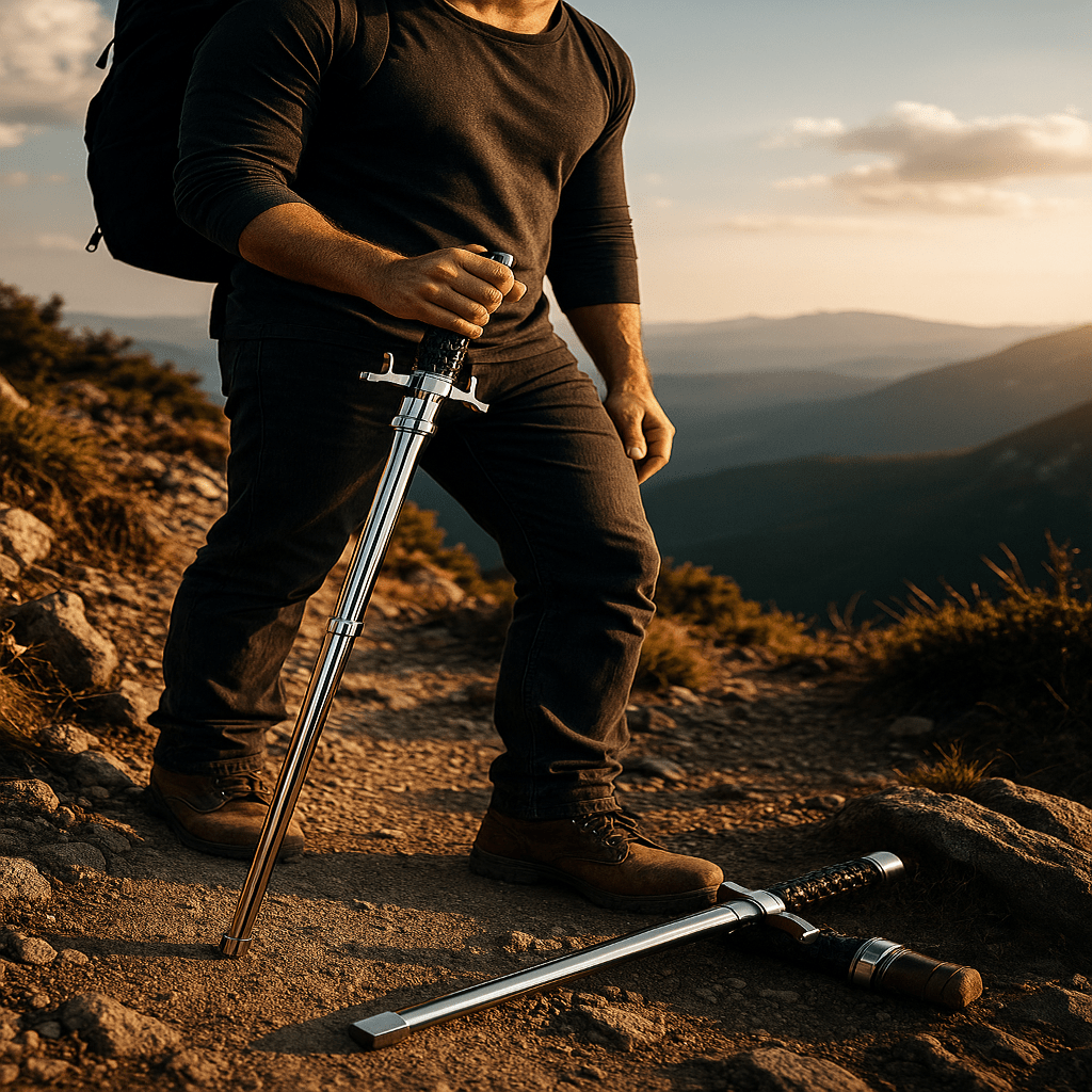 Adjustable Alloy Trekking Pole - Anti-Slip Handle Walking Stick for Hiking & Trails