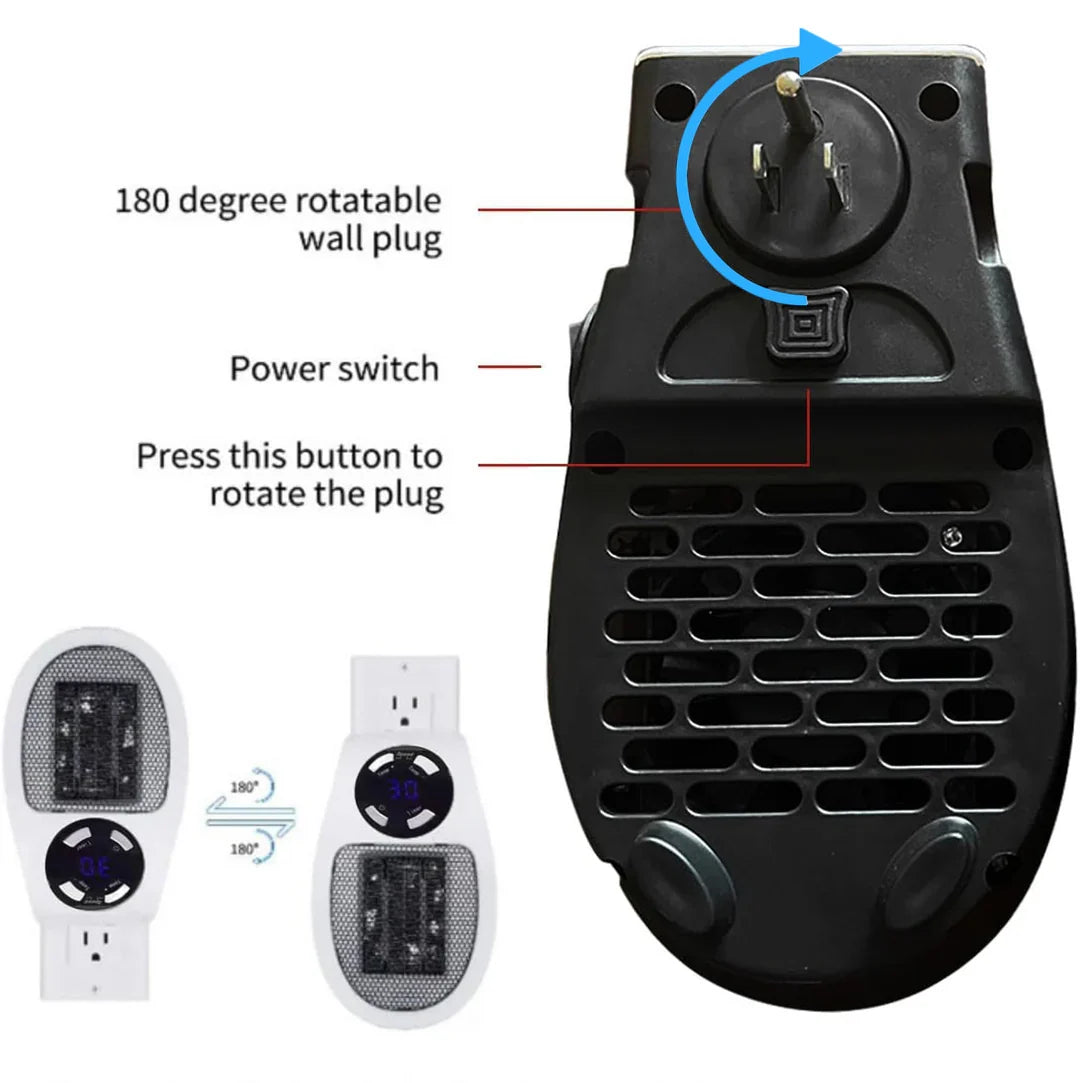 500W Mini Portable Electric Heater with Remote Control and 12 Hour Timer Compact Quiet Fan Heater