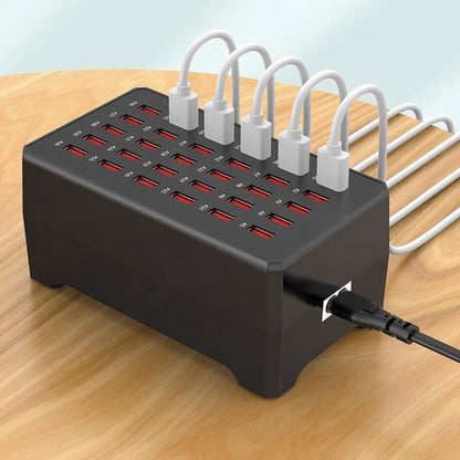 USB Charger 30 Port Multi-Device Charging Station with 150W Power & Anti-Slip Base