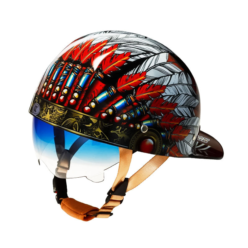 DOT Certified Baseball Style Motorcycle Half Helmet with ABS Shell, EPS Liner and Inner Sun Visor
