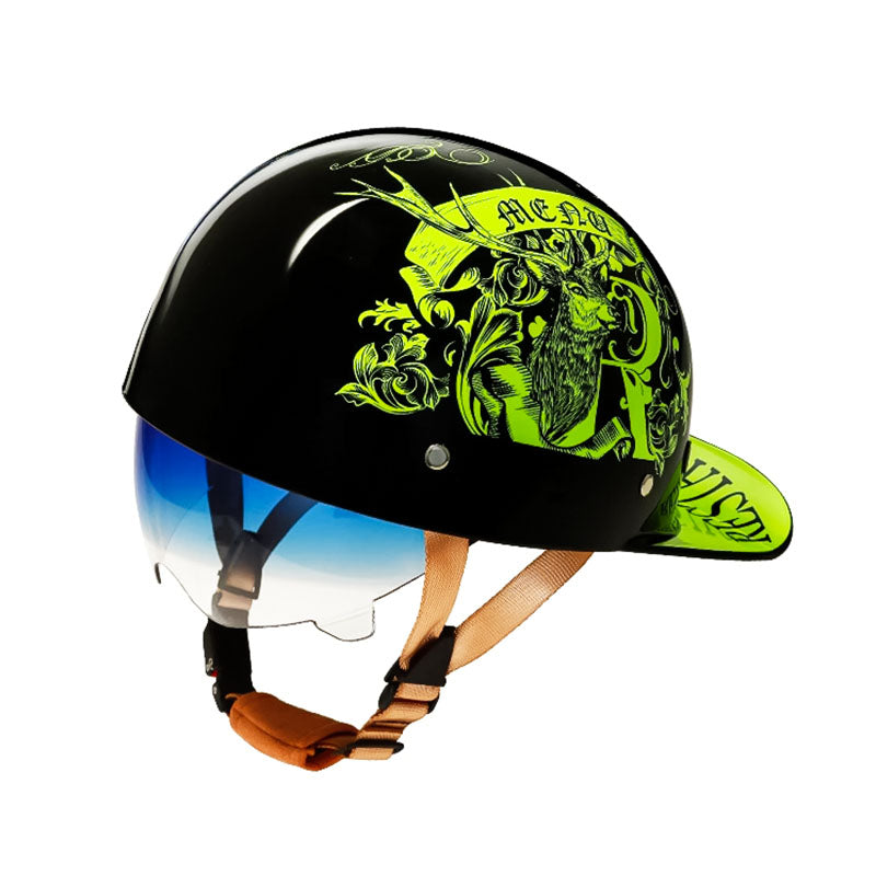 DOT Certified Baseball Style Motorcycle Half Helmet with ABS Shell, EPS Liner and Inner Sun Visor