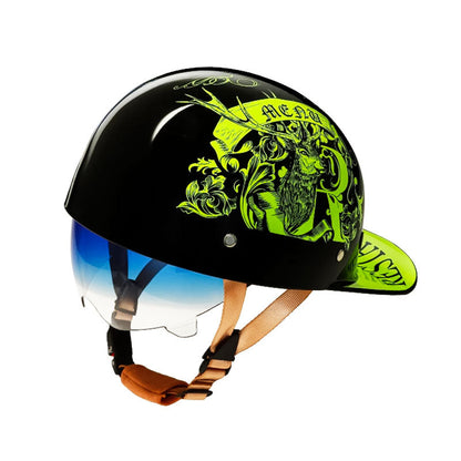 DOT Certified Baseball Style Motorcycle Half Helmet with ABS Shell, EPS Liner and Inner Sun Visor