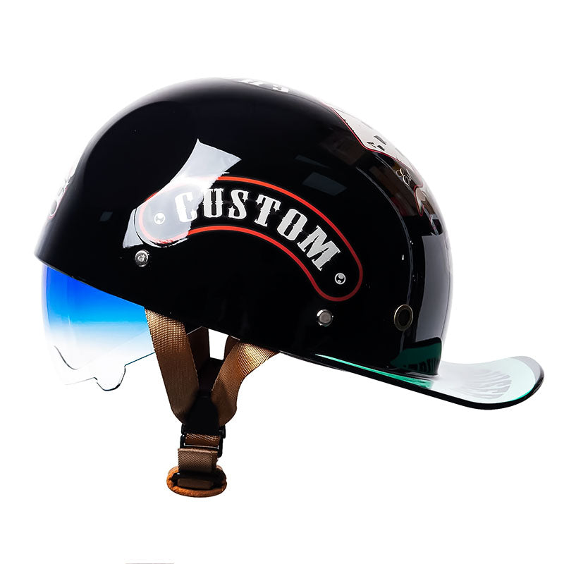 DOT Certified Baseball Style Motorcycle Half Helmet with ABS Shell, EPS Liner and Inner Sun Visor