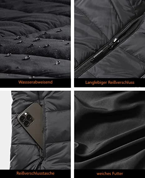 Heated Jacket with 6 Adjustable Heat Settings, Carbon Fiber Heating Zones & Windproof Nylon