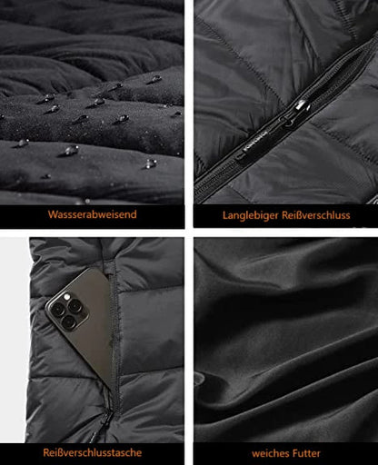 Heated Jacket with 6 Adjustable Heat Settings, Carbon Fiber Heating Zones & Windproof Nylon