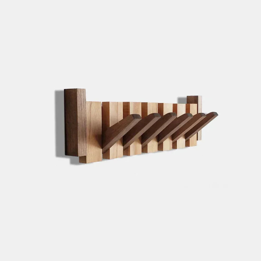 Handmade Wooden Wall Hooks for Jackets with Foldable, Space-Saving Rack Style Design