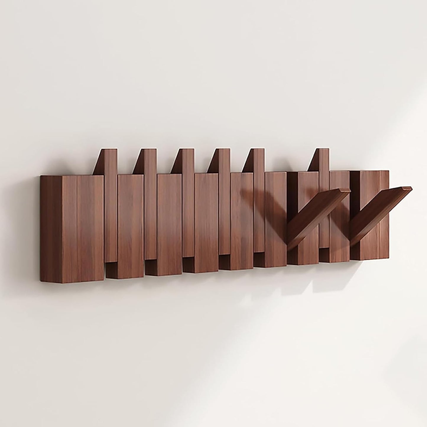 Handmade Wooden Wall Hooks for Jackets with Foldable, Space-Saving Rack Style Design