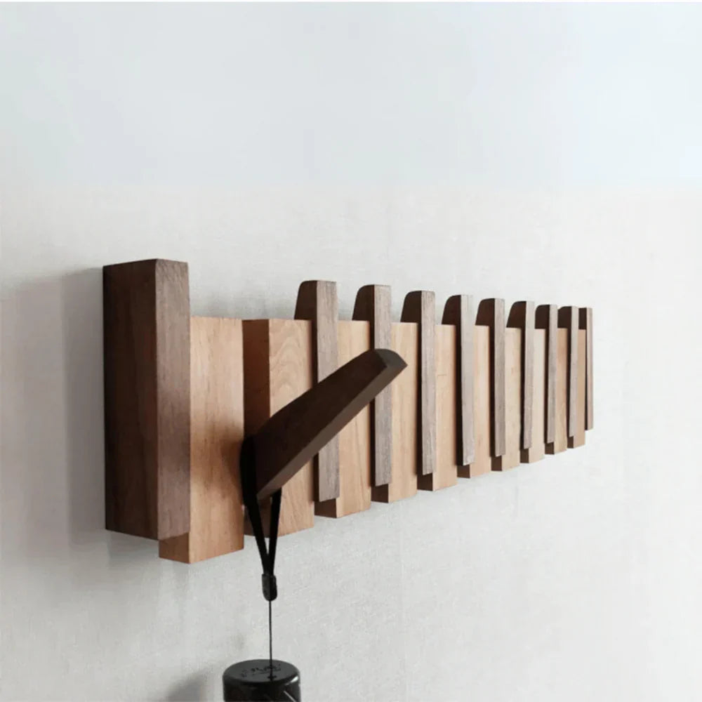 Handmade Wooden Wall Hooks for Jackets with Foldable, Space-Saving Rack Style Design