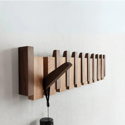 Handmade Wooden Wall Hooks for Jackets with Foldable, Space-Saving Rack Style Design