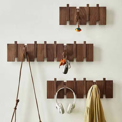 Handmade Wooden Wall Hooks for Jackets with Foldable, Space-Saving Rack Style Design