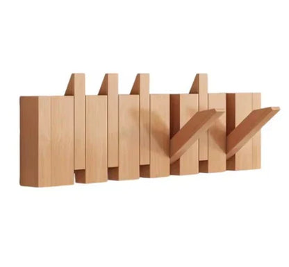 Handmade Wooden Wall Hooks for Jackets with Foldable, Space-Saving Rack Style Design