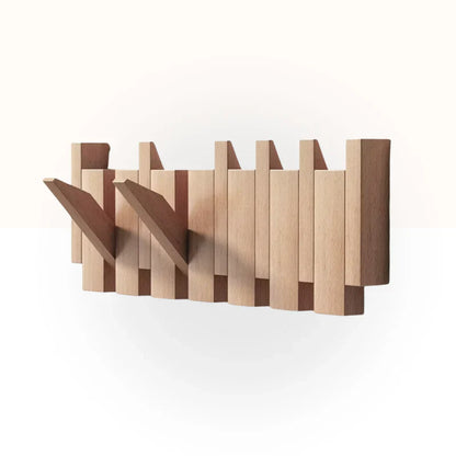 Handmade Wooden Wall Hooks for Jackets with Foldable, Space-Saving Rack Style Design