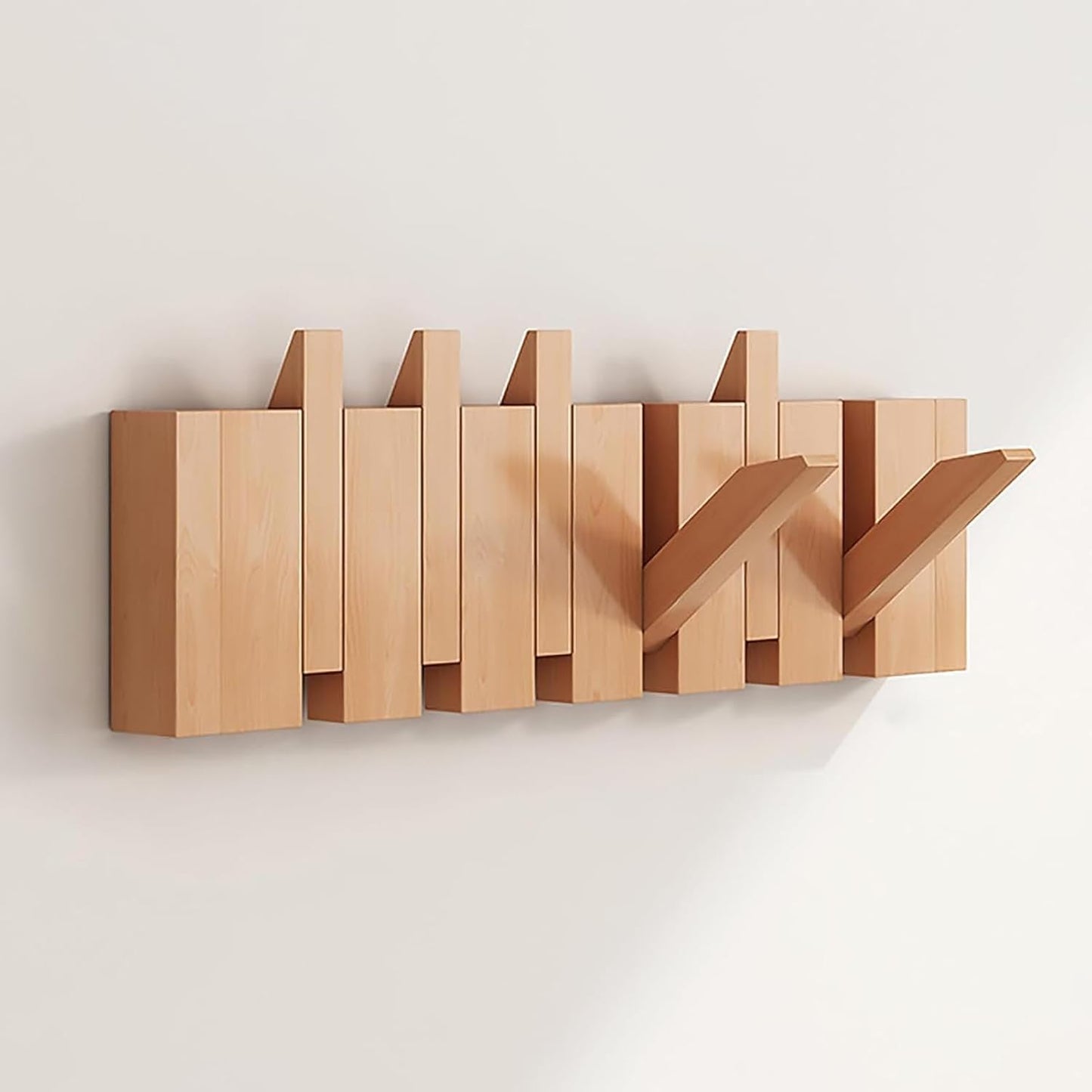 Handmade Wooden Wall Hooks for Jackets with Foldable, Space-Saving Rack Style Design