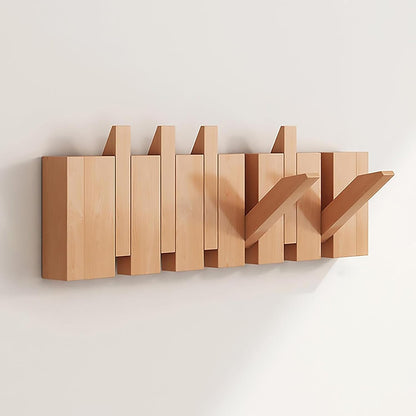 Handmade Wooden Wall Hooks for Jackets with Foldable, Space-Saving Rack Style Design