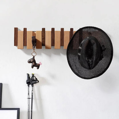 Handmade Wooden Wall Hooks for Jackets with Foldable, Space-Saving Rack Style Design