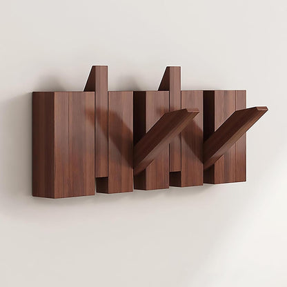 Handmade Wooden Wall Hooks for Jackets with Foldable, Space-Saving Rack Style Design