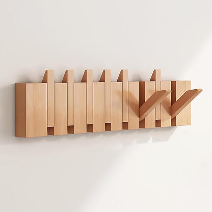 Handmade Wooden Wall Hooks for Jackets with Foldable, Space-Saving Rack Style Design