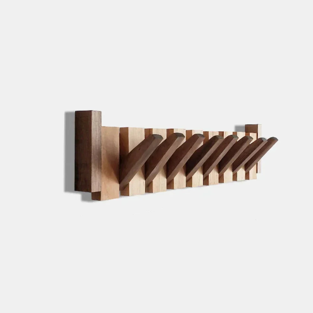 Handmade Wooden Wall Hooks for Jackets with Foldable, Space-Saving Rack Style Design