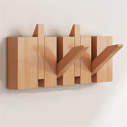 Handmade Wooden Wall Hooks for Jackets with Foldable, Space-Saving Rack Style Design