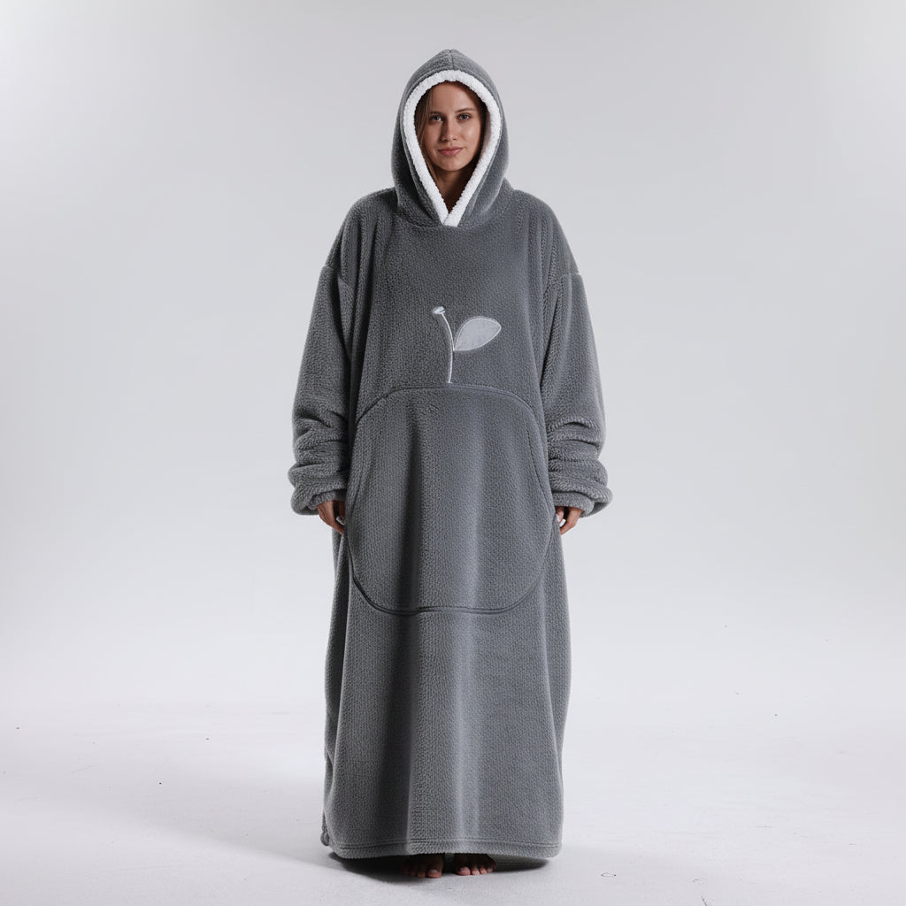 Oversized Wearable Hoodie Blanket with Soft Plush Fabric for Adults on Cold Days