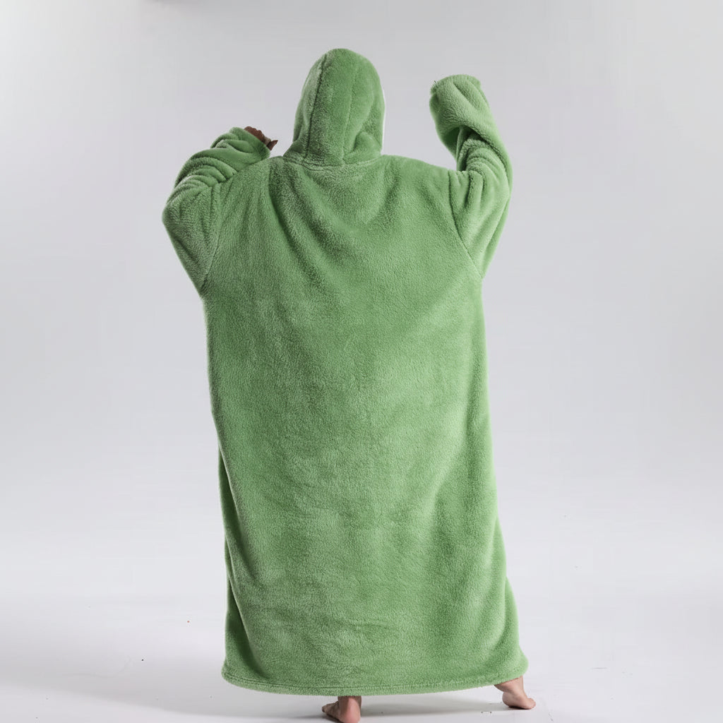 Oversized Wearable Hoodie Blanket with Soft Plush Fabric for Adults on Cold Days