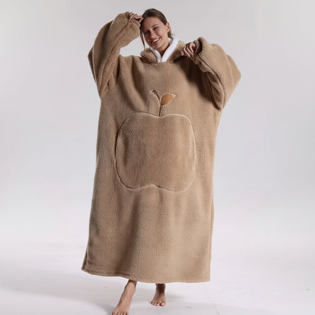 Oversized Wearable Hoodie Blanket with Soft Plush Fabric for Adults on Cold Days