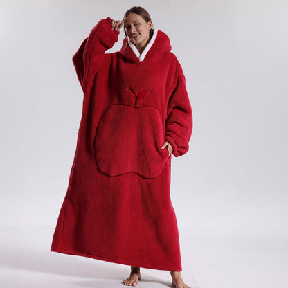 Oversized Wearable Hoodie Blanket with Soft Plush Fabric for Adults on Cold Days