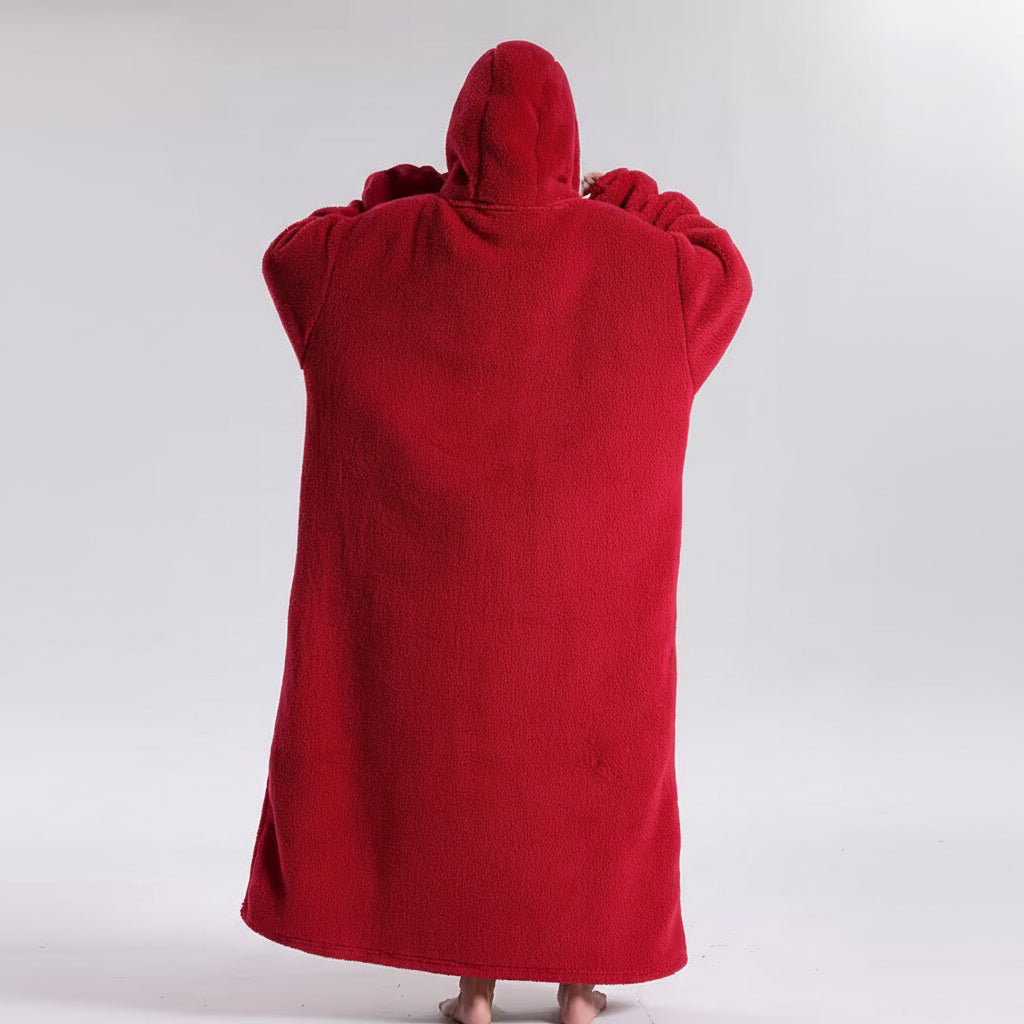 Oversized Wearable Hoodie Blanket with Soft Plush Fabric for Adults on Cold Days