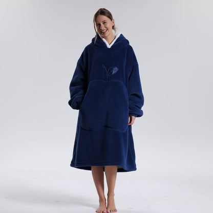 Oversized Wearable Hoodie Blanket with Soft Plush Fabric for Adults on Cold Days