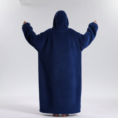 Oversized Wearable Hoodie Blanket with Soft Plush Fabric for Adults on Cold Days