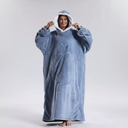 Oversized Wearable Hoodie Blanket with Soft Plush Fabric for Adults on Cold Days