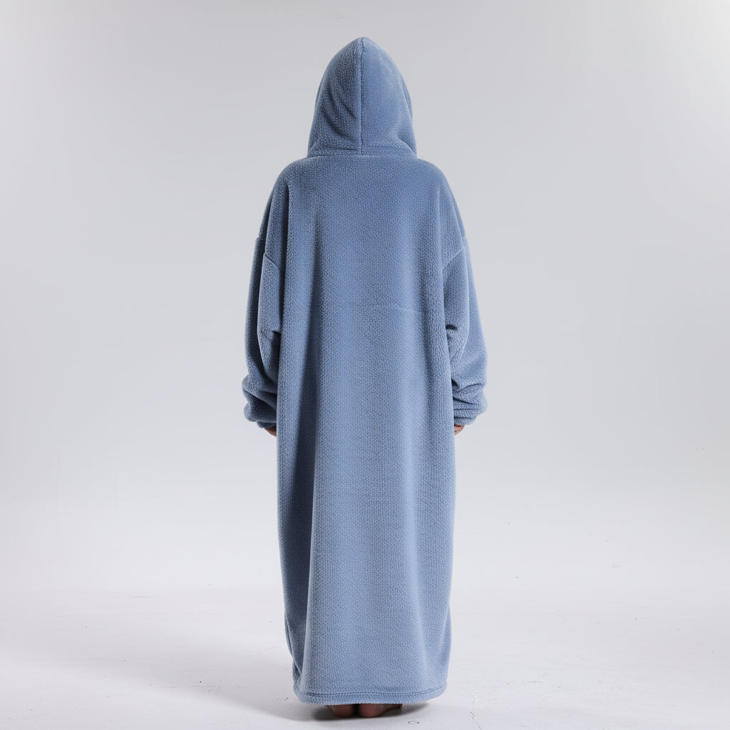 Oversized Wearable Hoodie Blanket with Soft Plush Fabric for Adults on Cold Days