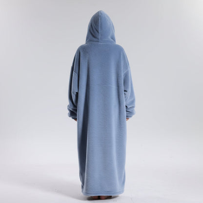 Oversized Wearable Hoodie Blanket with Soft Plush Fabric for Adults on Cold Days